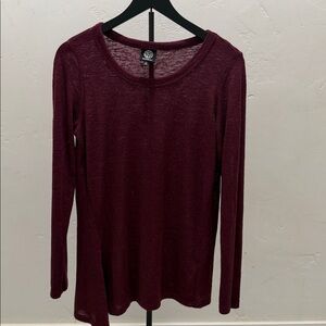 Bobeau Deep Red Long Sleeve Top